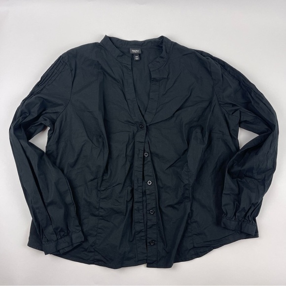 Mossimo Button Up Shirt Womens 18W Black Vneck Mock Neck - Picture 1 of 9